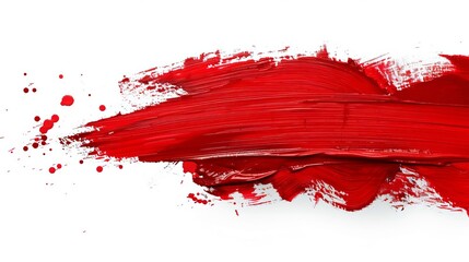 Bold Red Paint Brush Stroke Line on Transparent Background, Abstract Art