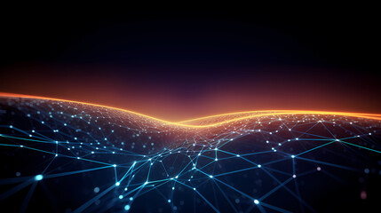 Abstract geometric background, technical lines background and light effects, 3D rendering