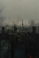 Moody Cityscape Under Gray Sky, A Quiet Suburban Life- An Art Piece by JJ Osbun