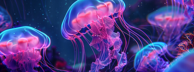 Luminous Jellyfish Dance in the Depths of the Ocean
