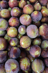 Ripe figs among the market, close-up