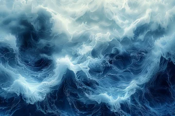Fotobehang Contemporary Ocean Waves: Fluid Forms in Abstract Ink Art © Pixel Alchemy