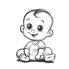 Fototapeta premium a black and white drawing of a baby