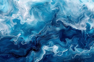 Obraz premium Contemporary Ocean Waves: Fluid Forms in Abstract Ink Art