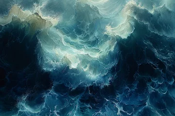 Deurstickers Contemporary Ocean Waves: Fluid Forms in Abstract Ink Art © Pixel Alchemy