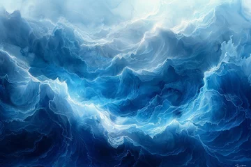 Gordijnen Contemporary Ocean Waves: Fluid Forms in Abstract Ink Art © Pixel Alchemy