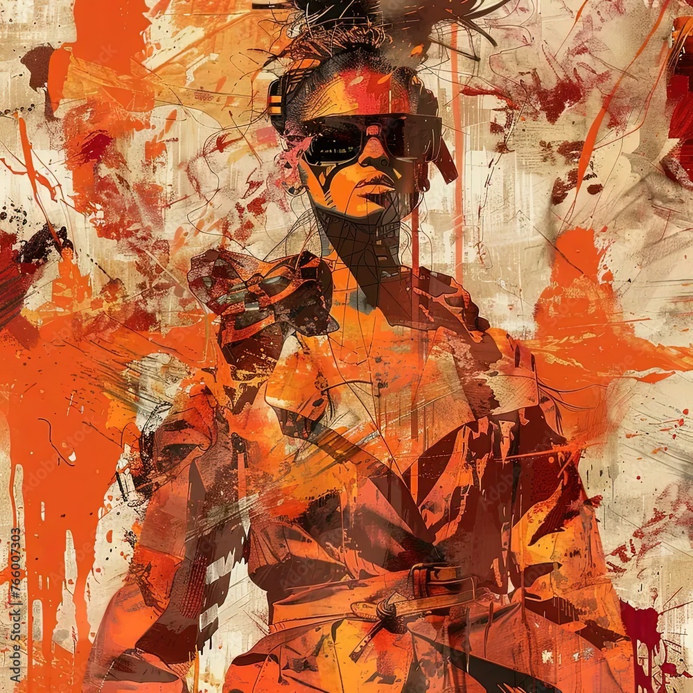 Canvas Prints a painting of a man with sunglasses on