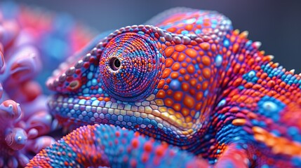Obraz premium A close up of a chameleon's eye, Panther Chameleon's eye, close up
