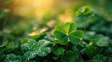 St. Patrick's Day Charm: Four Leaf Clover in the Field