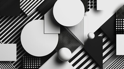 Modern Black and White Geometric Pattern, Minimalist Abstract Background Illustration