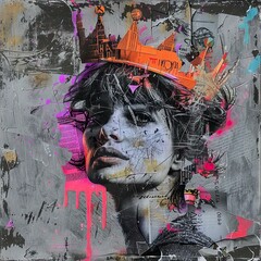 Naklejka premium a painting of a woman with a crown on her head