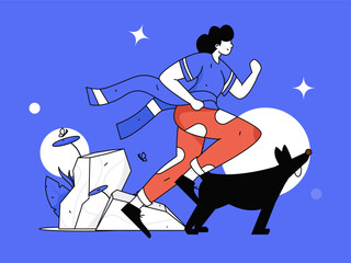 People exercising healthy running vector internet operation illustration
