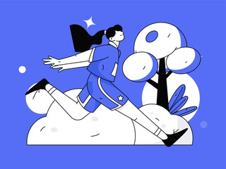 People exercising healthy running vector internet operation illustration
