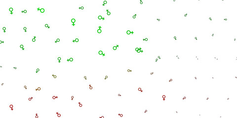 Light Green, Red vector backdrop with woman's power symbols.