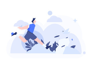 People exercising healthy running vector internet operation illustration
