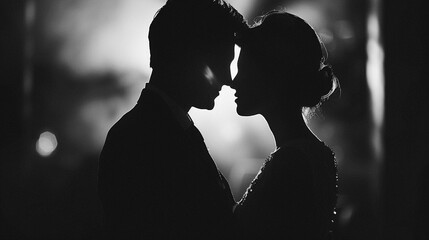 silhouette of a couple romance 