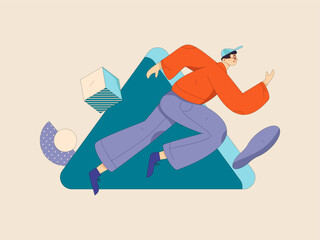 People exercising healthy running vector internet operation illustration
