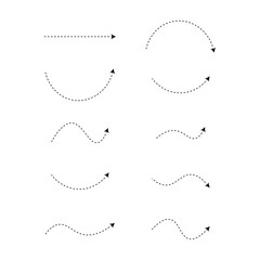 Set of black dotted arrows vectors, Arrow icon, Arrow vector collection, Dotted Arrow cursor, Modern simple arrows, Vector illustration, Arrow vectors