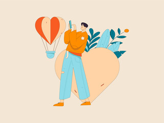Happy Valentine's Day flat character vector concept business hand drawn illustration
