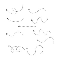 Set of black dotted arrows vectors, Arrow icon, Arrow vector collection, Dotted Arrow cursor, Modern simple arrows, Vector illustration, Arrow vectors