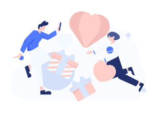 Happy Valentine's Day flat character vector concept business hand drawn illustration
