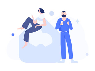 Happy Valentine's Day flat character vector concept business hand drawn illustration
