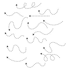 Set of black dotted arrows vectors, Arrow icon, Arrow vector collection, Dotted Arrow cursor, Modern simple arrows, Vector illustration, Arrow vectors