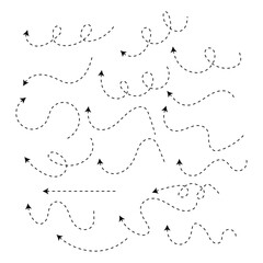 Set of black dotted arrows vectors, Arrow icon, Arrow vector collection, Dotted Arrow cursor, Modern simple arrows, Vector illustration, Arrow vectors
