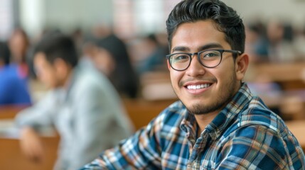 Portrait of a student in a classroom