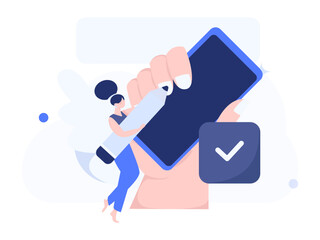 Virtual characters social communication concept business flat vector hand drawn illustration
