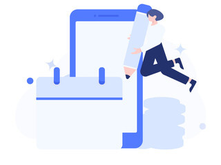 Virtual characters social communication concept business flat vector hand drawn illustration
