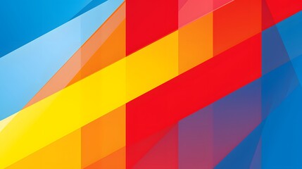 Fototapeta premium A vivid abstract background with diagonal stripes in blue, yellow, orange, and red, perfect for vibrant designs.