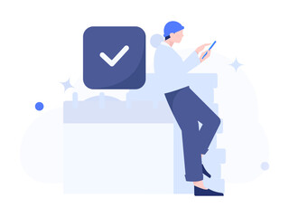 Virtual characters social communication concept business flat vector hand drawn illustration
