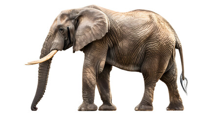 African elephant isolated on a white background as transparent PNG