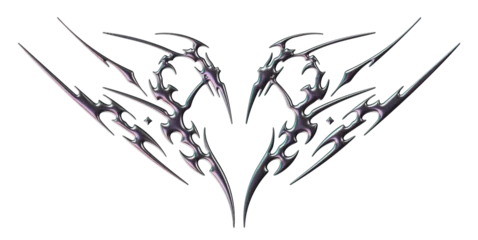 Rolgordijnen Succubus womb tattoo. Cyber sigilism, Demon heart sigil, 3D chrome metal in tribal style tattoos © BonkiStudio