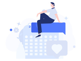 Virtual characters social communication concept business flat vector hand drawn illustration
