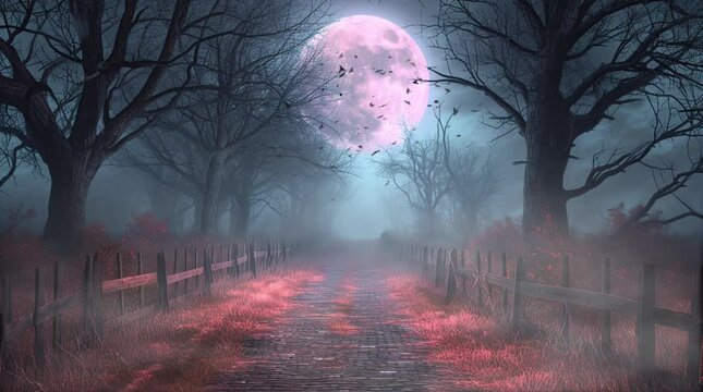 fantasy forest, old trees, magical, ancient, mystical, woodland, nature, landscape, enchanting, mysterious, surreal, eth Seamless looping 4k time-lapse virtual video animation background. Generated AI