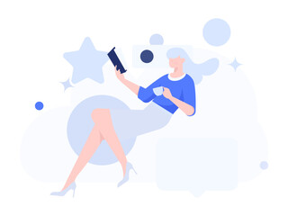 Virtual characters social communication concept business flat vector hand drawn illustration
