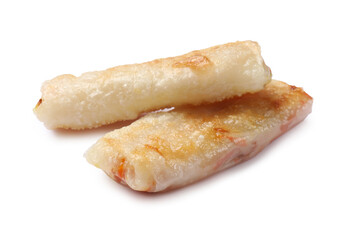Delicious fried spring rolls isolated on white