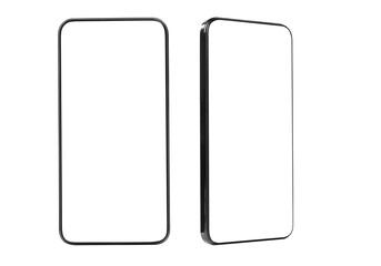Smartphone with empty screen on white background, different angles. Mockup for design