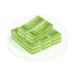 Steamed pandan layer cake, Thai dessert