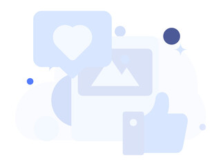 Virtual characters social communication concept business flat vector hand drawn illustration
