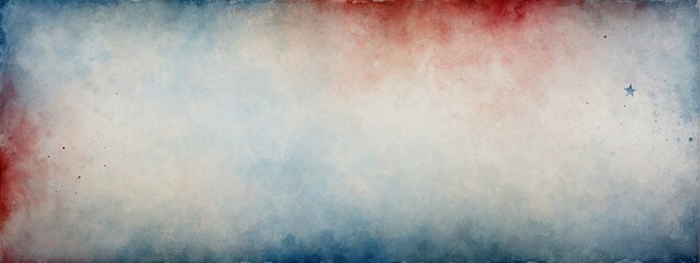 Obraz premium white , blue and red colors with soft faded watercolor star border texture design Memorial or Veterans Day, 4 July, independence day, labor day