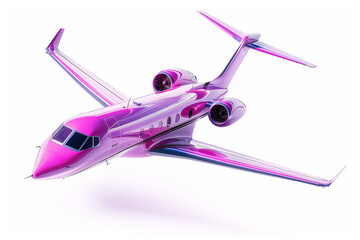 Luxury purple Private jet isolated on white background