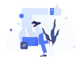 Virtual characters social communication concept business flat vector hand drawn illustration
