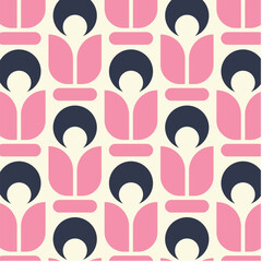 Geometrical Retro Florals Background Wallpaper
