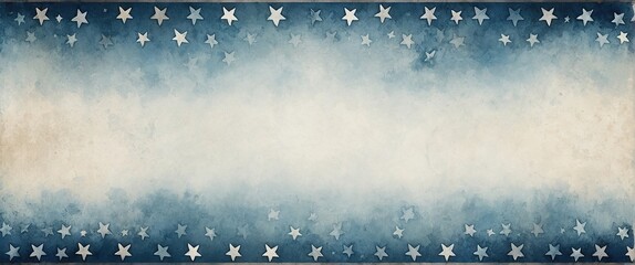 white , blue and red colors with soft faded watercolor star border texture design Memorial or Veterans Day, 4 July, independence day, labor day