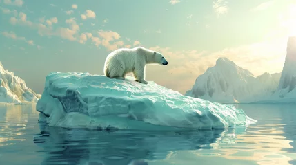 Foto auf Acrylglas Antireflex polar bear on ice melting due to global warming © Areeba ARTS