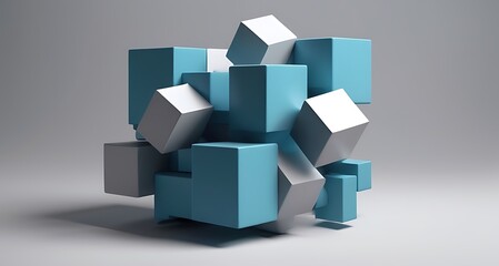 Abstract 3d render, geometric design of a Cubic Abstraction