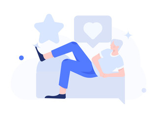 Virtual characters social communication concept business flat vector hand drawn illustration
